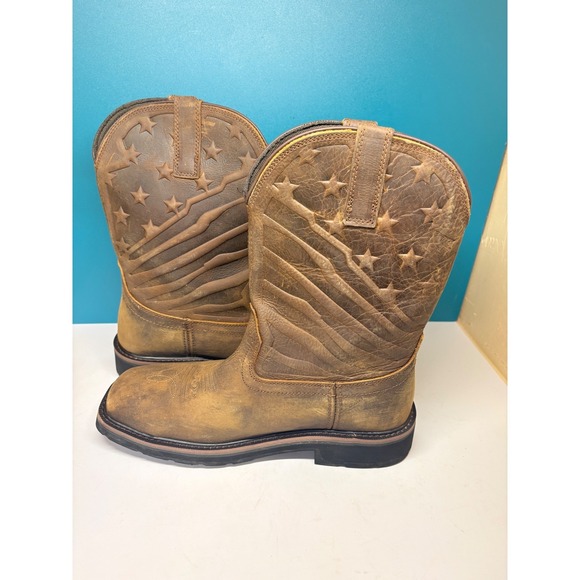 Wolverine Mens 11M Rancher Flag LX Square Steel Toe Brown Leather Work Boots main image 13